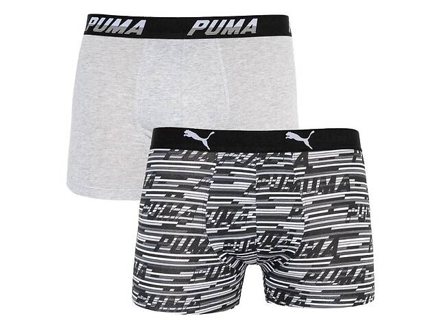 Трусы-боксеры Puma Logo AOP Boxer 2-pack M Серый/Белый/Черный 501003001-200