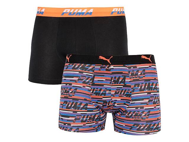 Трусы-боксеры Puma Logo AOP Boxer 2-pack S Черный/Оранжевый/Синий 501003001-030