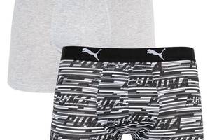 Трусы-боксеры Puma Logo AOP Boxer 2-pack S Серый/Белый/Черный 501003001-200