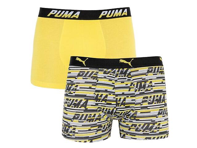 Трусы-боксеры Puma Logo AOP Boxer S 2 пары yellow/gray (501003001-020)