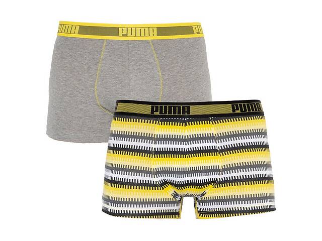 Трусы-боксеры Puma Worldhood Stripe Trunk 2-pack L Серый/Желтый 501004001-020