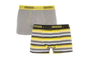 Трусы-боксеры Puma Worldhood Stripe Trunk L 2 пары gray/yellow (501004001-020)