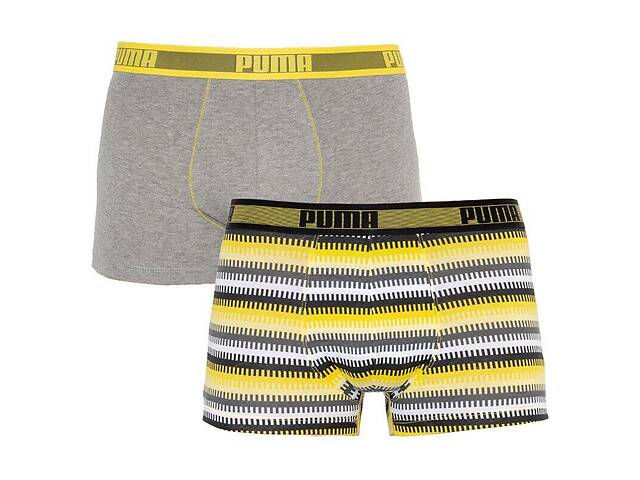 Трусы-боксеры Puma Worldhood Stripe Trunk L 2 пары gray/yellow (501004001-020)