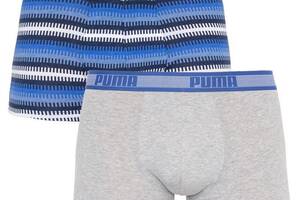 Трусы-боксеры Puma Worldhood Stripe Trunk S 2 пары gray/blue (501004001-010)