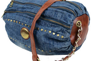 Уценка! Цилиндрическая женская сумка Fashion jeans bag синяя