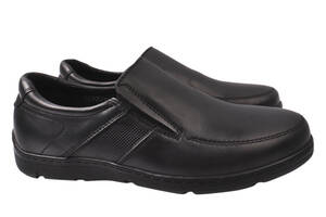 Туфлі чоловічі з натуральної шкіри на низькому ходу Чорні Konors 540-21DTC 43