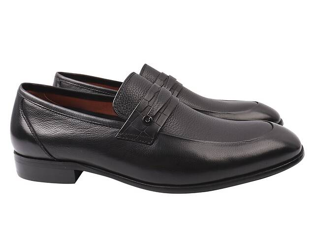 Туфлі чоловічі з натуральної шкіри на низькому ходу колір Чорний Anemone 168-21DT 45