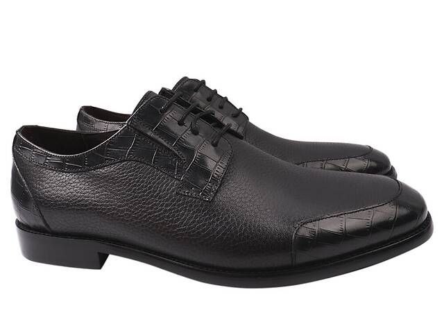 Туфлі чоловічі з натуральної шкіри на низькому ходу колір Чорний Lido Marinozi 216-21DT 45
