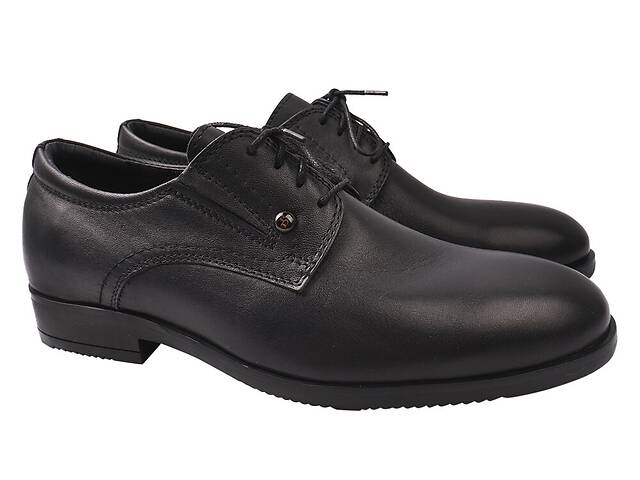 Туфлі чоловічі з натуральної шкіри на низькому ходу на шнурівку Чорні Vadrus 232-20/21DT 44