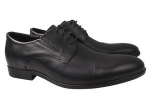 Туфлі чоловічі з натуральної шкіри на низькому ходу на шнурівці Чорні Vadrus 294-21DT 40