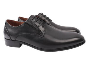 Туфлі чоловічі з натуральної шкіри на низькому ходу на шнурівці Чорні Anemone 152-21DT 40