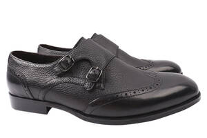 Туфлі чоловічі з натуральної шкіри на низькому ходу на шнурівці Чорні Lido Marinozi 210-21DT 45
