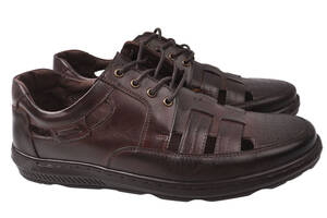 Туфлі чоловічі з натуральної шкіри на низькому ходу на шнурівці колір Кабір Pan 277-20/21LTCP 40