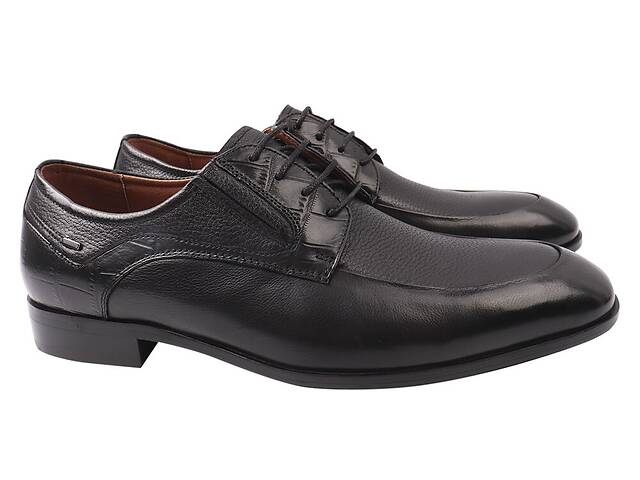 Туфлі чоловічі з натуральної шкіри на низькому ходу на шнурівці колір Чорний Anemone 165-21DT 43