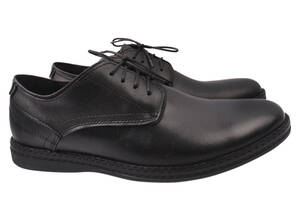 Туфлі чоловічі з натуральної шкіри на низькому ходу на шнурівці колір Чорний Van Kristi 48-9/21DTC 44