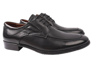 Туфлі чоловічі з натуральної шкіри на шнурівці на низькому ходу Чорні Lido Marinozi 183-20/21DT 45