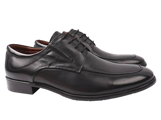 Туфлі чоловічі з натуральної шкіри на шнурівці на низькому ходу Чорні Lido Marinozi 183-20/21DT 45