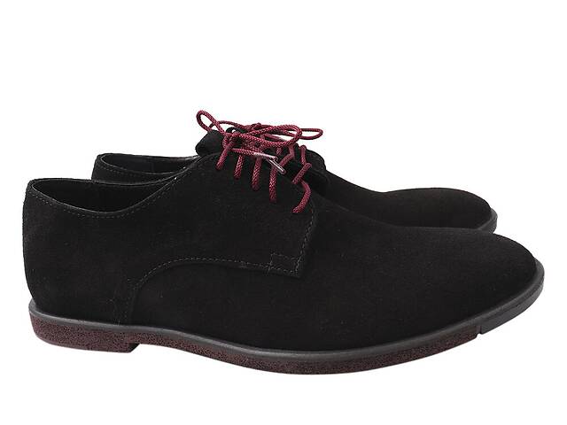 Туфлі чоловічі з натуральної замші на низькому ходу на шнурівці колір Чорний Van Kristi 22-8/9DTC 44