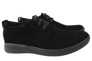 Туфлі чоловічі з натуральної замші на низькому ходу на шнурівці колір Чорний Van Kristi 34-8/21DTC 40