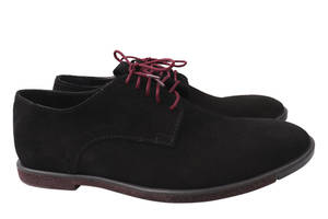 Туфлі чоловічі з натуральної замші на низькому ходу на шнурівці колір Чорний Van Kristi 22-8/22DTC 45
