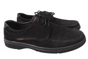 Туфли комфорт мужские из натуральной кожи нубук на низком ходу Черные Vadrus 333-21DTC 40