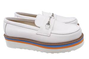 Туфлі-лофери жіночі з натуральної шкіри на низькому ходу колір Білий Grossi 225-21DTC 38