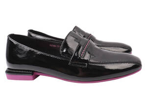 Туфлі жіночі з натуральної лакової шкіри на низькому ходу Чорні Brocoly 320-21DTC 38
