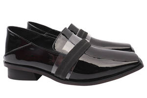 Туфлі жіночі з натуральної лакової шкіри на низькому ходу Чорні Brocoly 332-21DTC 38