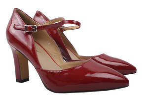 Туфлі жіночі з натуральної лакової шкіри на великому каблуці Червоні Angelo Vani 110-9DT 36