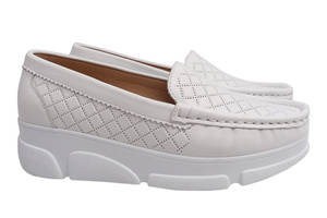 Туфлі жіночі з натуральної шкіри на низькому ходу Білі Guero 402-21DTC 38