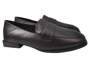 Туфлі жіночі з натуральної шкіри на низькому ходу Чорні Berkonty 324-21DTC 40