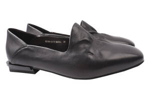 Туфлі жіночі з натуральної шкіри на низькому ходу Чорні Berkonty 352-21DTC 40