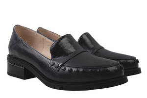 Туфлі жіночі з натуральної шкіри на низькому ходу Чорні Brocoly 266-9DTC 39