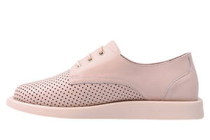 Туфлі жіночі з натуральної шкіри на низькому ходу на шнурівці Рожеві Phany 218-21LTCP 36