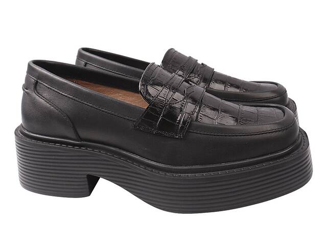 Туфли женские из натуральной кожи на платформе Черные Grossi 218-21DTC 40