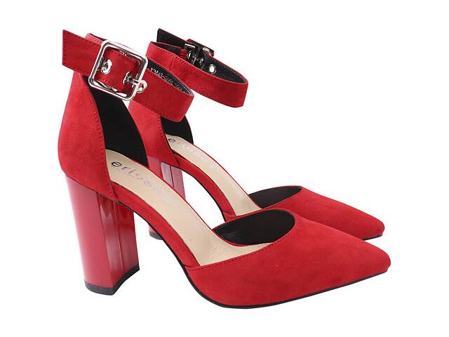 Туфлі жіночі з натуральної замші на великому каблуці Червоні Erisses 900-21LT 34