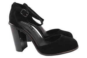 Туфлі жіночі з натуральної замші на великому каблуці Чорні Erisses 913-21LT 35