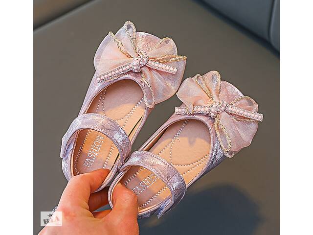 Туфли нарядные для девочек с блестками розовые