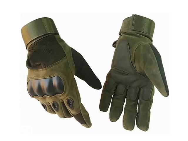 Универсальные тактические на флисе полнопалые перчатки с защитой косточек олива Solve 800100 L