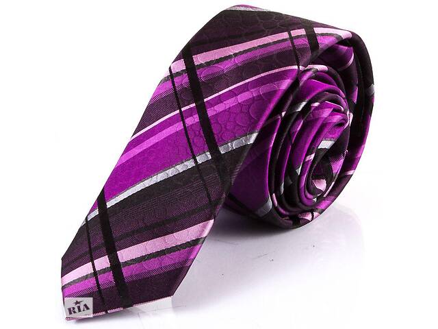 Узкий шелковый пурпурно-черный галстук Schonau - 54