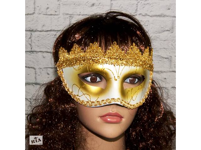 Венецианская маска Вероника белая с золотом