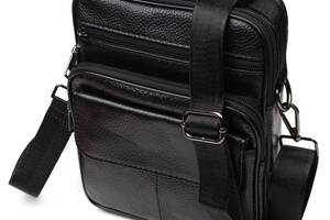 Вертикальная мужская сумка из натуральной кожи Vintage 21953 Черная
