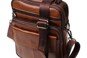 Вертикальная мужская сумка из натуральной кожи Vintage 21954 Светло-коричневая
