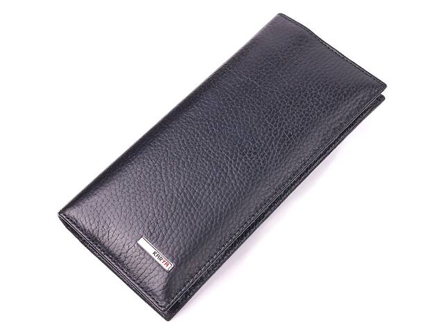 Вертикальный мужской бумажник из натуральной зернистой кожи KARYA 21436 Черный