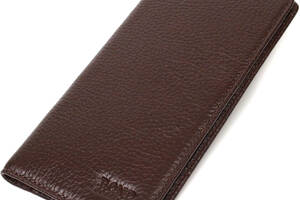 Вертикальный узкий мужской бумажник из натуральной зернистой кожи BOND 22052 Коричневый