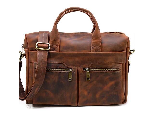 Винтажная кожаная мужская сумка RY-7122-3md TARWA 39.5 × 29.5 × 8 Коричневый