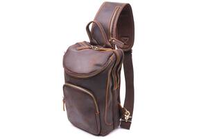 Винтажная мужская сумка через плечо из натуральной кожи 21303 Vintage Коричневая