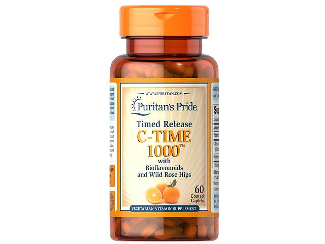 Витамин C Puritan's Pride C-TIME 1000 with Rose Hips 1000 mg 60 Caplets
