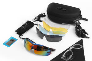 Защитные очки тактические с поляризацией Oakley blue 5 линз One sizе