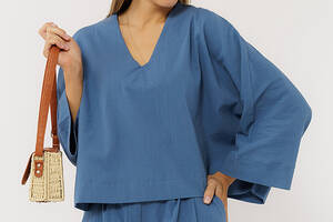 Женская блуза оверсайз L синий Yuki ЦБ-00219290